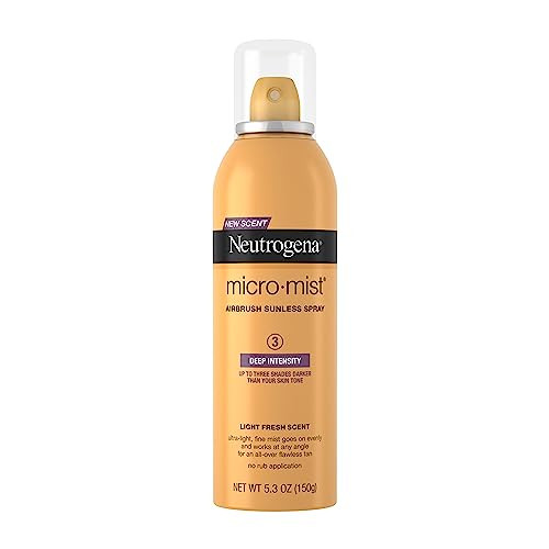 Neutrogena Micromist Airbrush Sunless Tanning Spray Gradual Sunless Indoor Tanner With Witch Hazel Oil-Free & Non-Comedogenic Formula Deep Intensity 5.3 Oz (Pack Of 2)