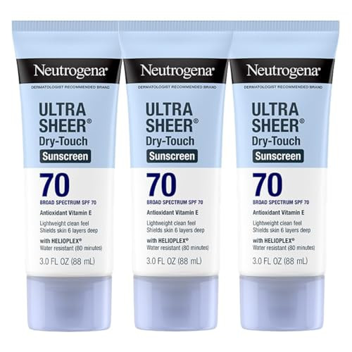 Neutrogena Ultra Sheer Dry-Touch Sunscreen For Face & Body Spf 70 Broad Spectrum Uva/Uvb Protection Lightweight Water Resistant & Non-Greasy Travel Size Sunscreen 3 Fl. Oz (Pack Of 3)