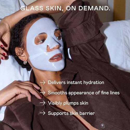Nuface Ionplex Hydra-Gel Power Mask - Hydrating Korean Face Mask 2-Piece Cooling Skincare Sheets + Allantoin & Glycerin For Dewy Skin - Plumps & Smooths Fine Lines - Vegan K-Beauty 5 Count