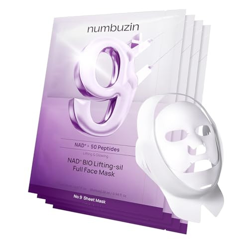 Numbuzin No.9+ Nad+ Bio Lifting Full Face Mask Peptide & Collagen Two-Piece Firming Mask For A Smooth Defined-Looking Skin Finish 4 Sheets + Lifting Band