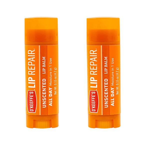 O'Keeffe'S Unscented Lip Repair Lip Balm For Dry Cracked Lips Stick (Pack Of 2) Clear (K0700137)