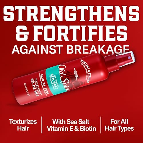 Old Spice Mens Sea Salt Hair Spray Texturizing Finishing Spray For All Hair Types Healthy & Strong With Vitamin E & Biotin Medium Hold 8.5 Fl Oz