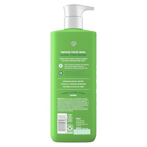 Olly Body Wash Clear Mood + Skin With Salicylic Acid Niacinamide & Vitamin A For Smoother Skin 17 Fl Oz