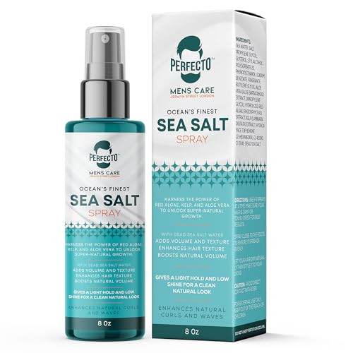 Perfecto Sea Salt Spray For Men Hair Texturizing Spray With Kelp Aloe Vera & Red Algae | Adds Volume Texture & Beach Waves | Natural Light Hold | For Men & Women 8 Fl Oz