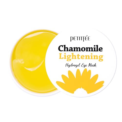 Petitfee Chamomile Brightening Hydrogel Eye Mask 60Ea (30Pairs) - Revitalizing Eye Patch With Chamomile Yuzu Pumpkin Vitamin Tree Brightens Under Eyes Cooling Moisturizing Soothing Eye Care