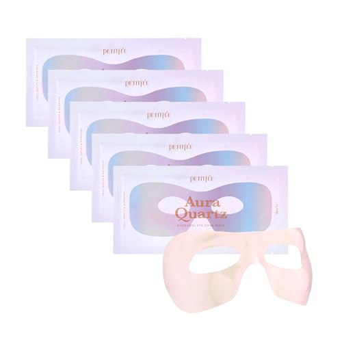 Petitfee Aura Quartz Hydrogel Eye Zone Mask 5Ea (9G*5) - Lavender Mask For Entire Eye Area Instant Cooling Puffiness Morning Quick Care Rejuvenating Tired Skin Brighter Complexion