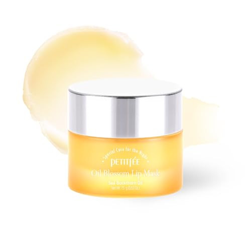 Petitfee Sleeping Lip Mask Sea Buckthorn Oil 0.53 Oz. | Day & Night Lip Balm Overnight Lip Mask Lip Treatment For Dry & Cracked Lips Deep Moisturizing With Vitamin E Shea Butter 6 Phyto Oil Complex