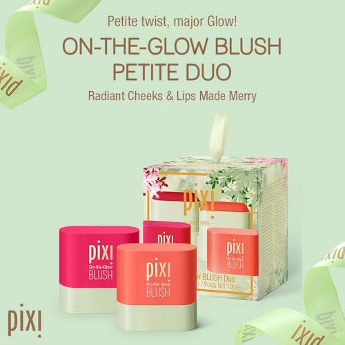 Pixi Beauty On-The-Glow Mini Blush Duo Holiday Ornament Set | 2X Petite Size On-The-Glow Blush Sticks | Shades Ruby And Juicy