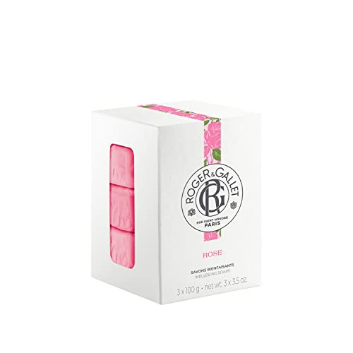 Roger & Gallet Perfumed Soap Bar French-Milled Gentle Cleansing Soap With Citrus & Aromatic Fragrance 99% Natural Origin Ingredients (Rose | 3 Pack X 3.5 Oz)