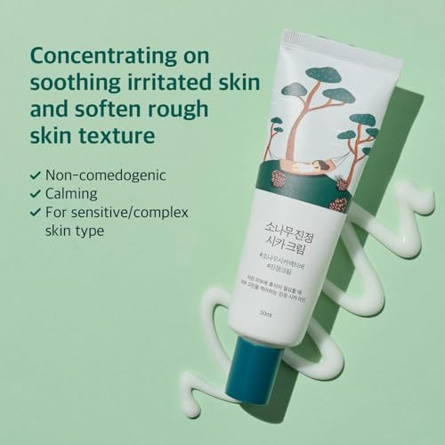 Round Lab Pine Calming Cica Cream 1.69 Fl Oz Low-Acidic Soothing Moisturizer With Pine Cica Bha + Lha And Hyaluronic Acid For Skin Barrier Support Sebum Control And Hydration Korean Skincare