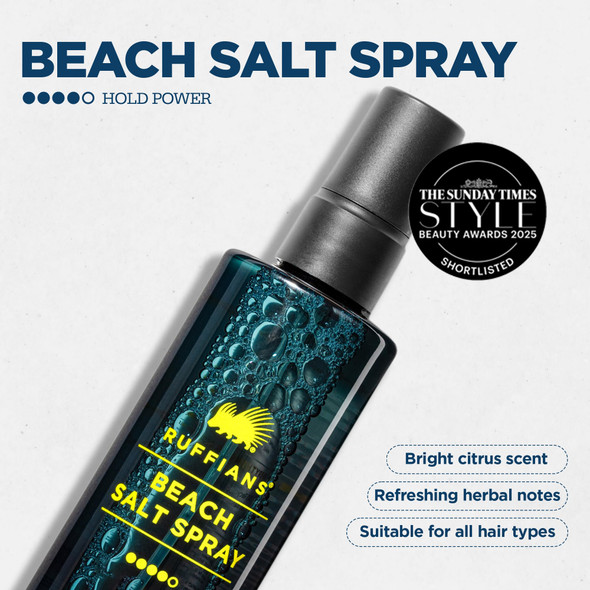 Ruffians Beach Salt Spray (4.23 Fl Oz / 125 Ml) Sea Salt Spray For Men Texturizing And Volumizing Mist For Hydrated Shiny Hair Texture Spray For Fine Hair Natural Finish