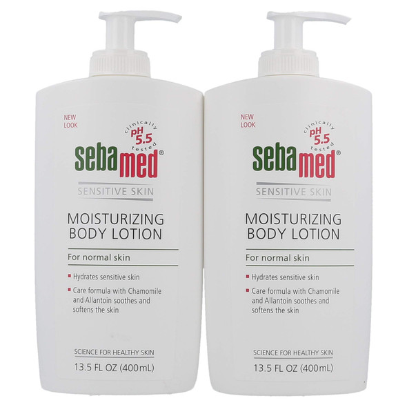 Sebamed Moisturizing Lotion Ph 5.5 Non-Greasy Fast Absorbing Formula For Sensitive Skin Dermatologist Recommended Moisturizer 13.5 Fluid Ounces Each (400 Milliliter Bottles With Pump) Pack Of 2