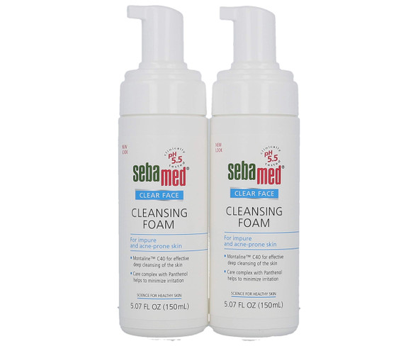 Sebamed Clear Face Cleansing Foam Gentle Face Wash For Impure Oily And Acne-Prone Skin 5.07 Fluid Ounces (Pack Of 2)