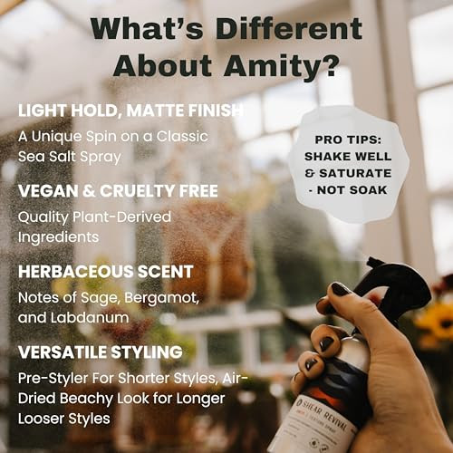 Shear Revival Amity Texture Spray For Men & Women - Vegan Light Hold Matte Finish For All Hair Types Sage Bergamot And Labdanum Scent With Sea Salt & Kaolin Clay