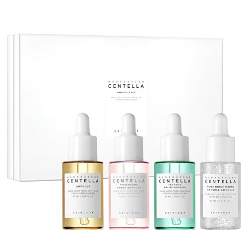 Skin1004 Madagascar Centella Ampoule Kit 4Ea X 1.10 Fl.Oz 30Ml Travel Size Face Serum Collection Korean Skincare Set With Centella Ampoule And Hydrating Serum For Soothing Care Korean Skin Care