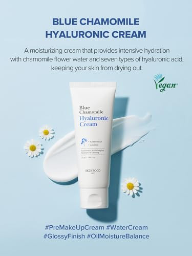 Skinfood Blue Chamomile Hyaluronic Cream Vegan Moisturizer 7-Layer Hyaluronic Acid Face Cream Deep Hydrating & Soothing Water Cream 70Ml/2.36 Fl.Oz