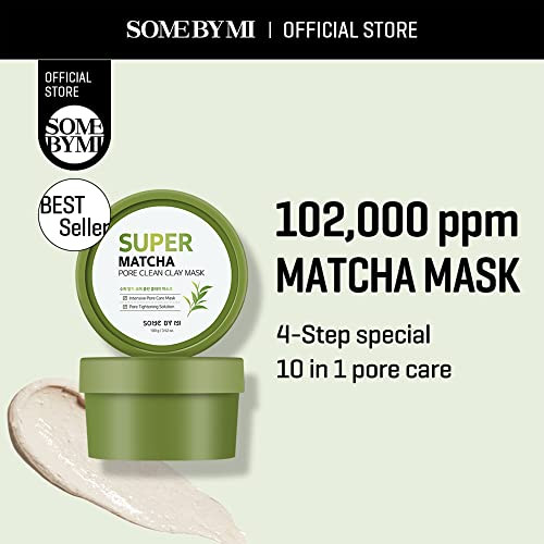 Some By Mi Super Matcha Pore Clean Clay Mask - 3.52Oz 100G - Made From Match Water For Sensitive Skin - Skin Moisturizing Effect With Sebum And Pore Care - Korean Skin Care