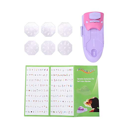 Sonew Nail Art Pattern Printer Professional Nail Art Diy Pattern Printing Machine Stamper Nail Printer Manicure Tools With 6Pcs Stainless Steel Printed Templates