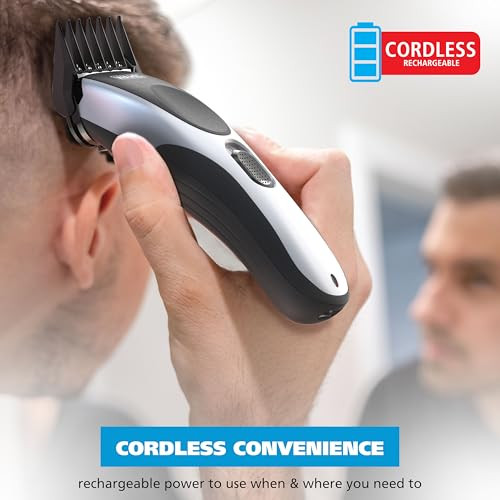 Wahl Clippers Home Pro Cordless Rechargeable Hair Clippers For Men With Precision Haircutting Blades & Secure Snap-N-Lock Attachment Guards Model 3028835