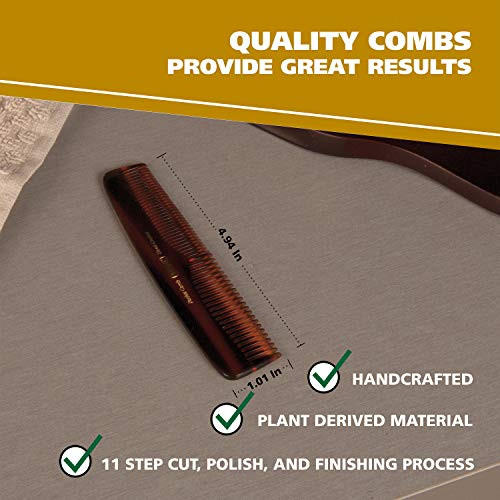 Wahl Beard Mustache & Hair Pocket Comb For Men'S Grooming - Handcrafted & Hand Cut With Cellulose Acetate - Smooth Rounded Tapered Teeth - Model 3324