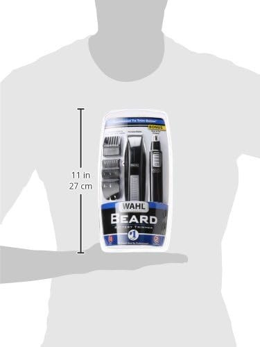 Wahl 5537-1801 Cordless Battery Operated Beard Trimmer With Bonus Ear Nose And Brow Trimmer