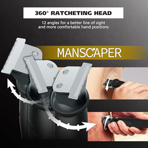 Wahl Manscaper Reach 360 Ratchet Head Cordless Body And Beard Trimmer For Men With No-Slip Grip For Precise Control During Face Body And Manscape Grooming Model 3025951