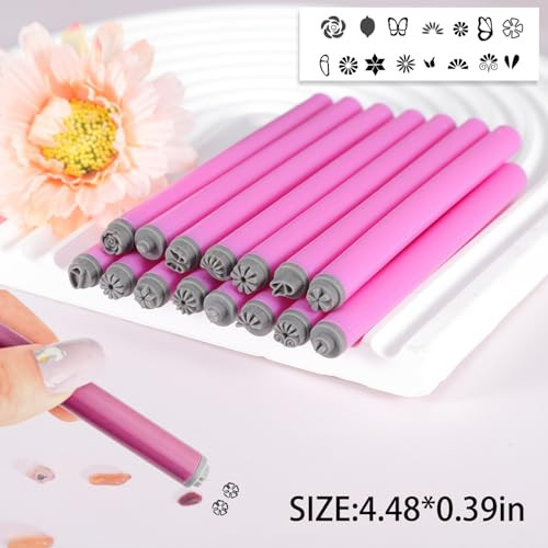 Wokoto 15Pcs Nail Art Stamp Pen Set Flower Butterfly Rose Nail Stamper Pen Nail Art Transfer Pen Design Tools Nail Stamping Pens Kit Nail Art Tool With Different Patterns Nail Art Tools For Women