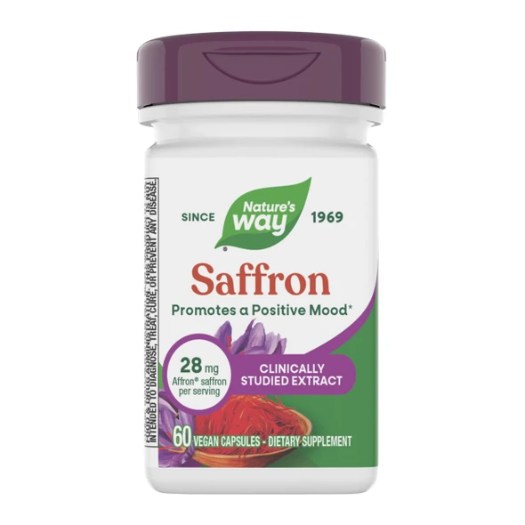 Nature's Way Saffron, Clinically Studied Saffron Extract, Supports a Positive Outlook*, Reduces Fatigue and Promotes Sleep Quality*, 60 Vegan Capsules