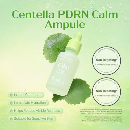9 Wishes 9Wishes Centella Pdrn Calm Ampule Soothing & Hydrating Serum Ampoule For Sensitive Skin With Centella Asiatica & Pdrn Fragrance- 30 Ml / 1.01 Fl. Oz