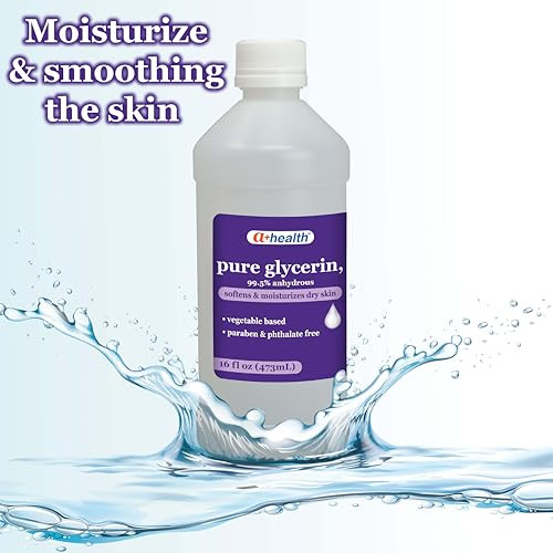 A+Health Pure Glycerin 16 Fl Ounces Softens And Moisturizes Dry Skin Vegetable Based Paraben Phthalate Multi-Purpose 99.5% Anhydrous Made In Usa