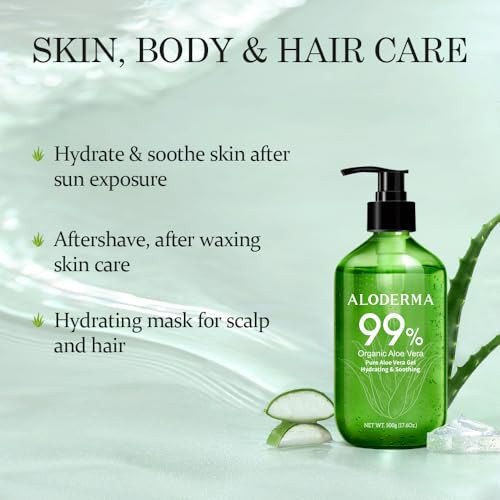 Aloderma Aloe Vera Gels - 500G Aloe Vera Gel 300G Aloe Vera Gel + Tea Tree Oil