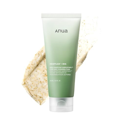 Anua Heartleaf Quercetinol Pore Deep Cleansing Foam Face Wash For Pore Refining Cleanser Hydrating Daily Facial Cleanser For Double Cleansing Gentle Foaming With Bha Korean Skincare 5.07 Fl.Oz