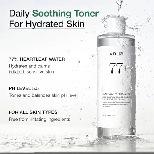 Anua Skin Relief Duo For Calming Skin Heartleaf 77 Ph 5.5 Soothing Toner Heartleaf 80 Calming Ampoule For Sensitive Skin Panthenol B5 Hydrating Soothing Effect Vegan Korean Skincare Set