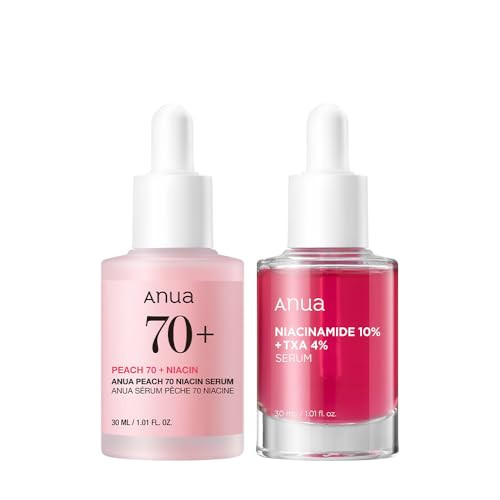 Anua 10% Niacinamide + 4% Tranexamic Acid Serum & Peach 70 Niacinamide Serum For Dull Skin Skin Barrier Fragrance- Korean Skincare