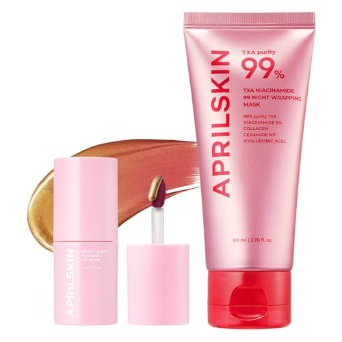Aprilskin Glow & Long-Lasting Duo Txa Niacinamide 99 Overnight Wrapping Mask For Glass Skin And Hero All Day Plumping Lip Stain For 24H Vibrant Color