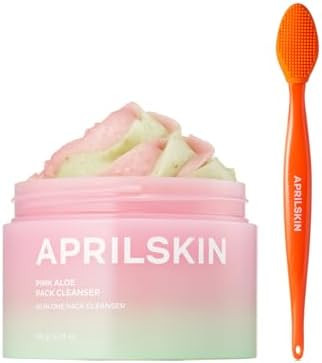 Aprilskin Pink Aloe Cleanser With Pore Brush: Pink Aloe Facial Polish Cleanser And Pore Cleansing Facial Silicone Brush