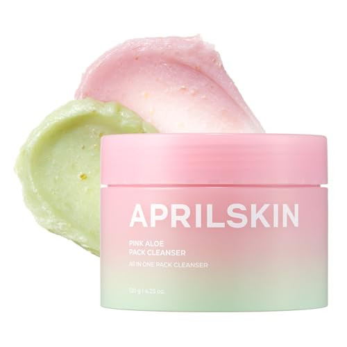 Aprilskin Pink Aloe Facial Polish Cleanser Gentle Exfoliation With Mungbean & Soybean Scrub Removes Waterproof Makeup & Sunscreen Non-Comedogenic Cleanser For All Skin Types Korean Skincare