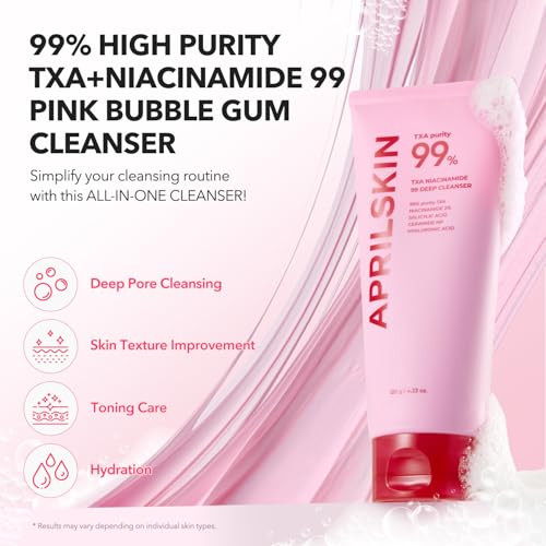 Aprilskin Pore Care Duo For Oily Skin: Txa Niacinamide 99 Pore Care Pink Bubble Gum Deep Cleanser And Calendula Flower-Infused Facial Peel Off Mask