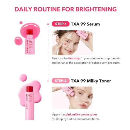 Aprilskin Txa Daily Brightening Duo: Txa Niacinamide Toning Shot 99 Spicule Facial Serum And Pink Milky Toner