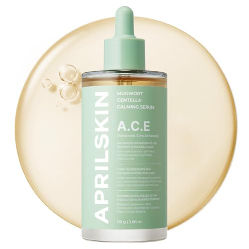 Aprilskin A.C.E Serum Mugwort Centella Serum For Soothing & Calming 3-Second Calming Mugwort Leaf Water 50% + Centella Leaf Water 40% For Troubled Skin Korean Skin Care 3.88 Oz