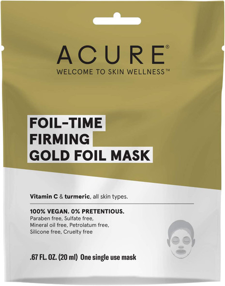 Acure, Foil-Time Firming Gold Foil Mask, 1 Single Use Mask, 20ml