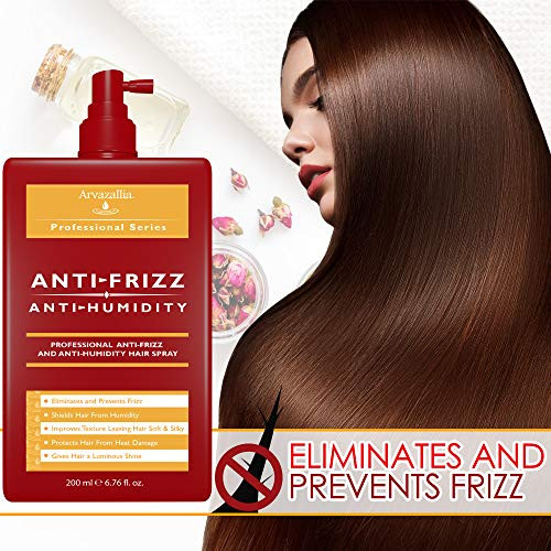 Arvazallia Anti-Frizz Anti-Humidity Spray Hydrating Argan Oil Hair Mask And Clarifying Shampoo Treatment Bundle - The Perfect Combination For Soft Silky Frizz- Hair