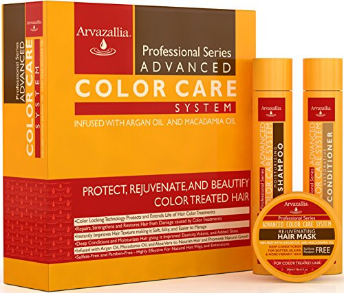 Arvazallia Advanced Color Care System With Argan Oil And Macadamia Oil And Heat Protectant Spray Bundle Daily Hydration And Thermal Shield Treatment Set