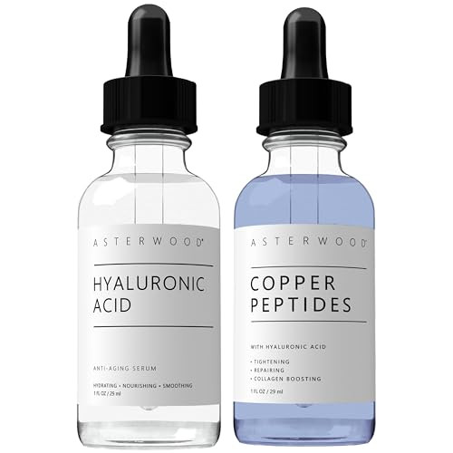 Asterwood Hyaluronic Acid Serum 1 Oz + Copper Peptides Serum 1 Oz