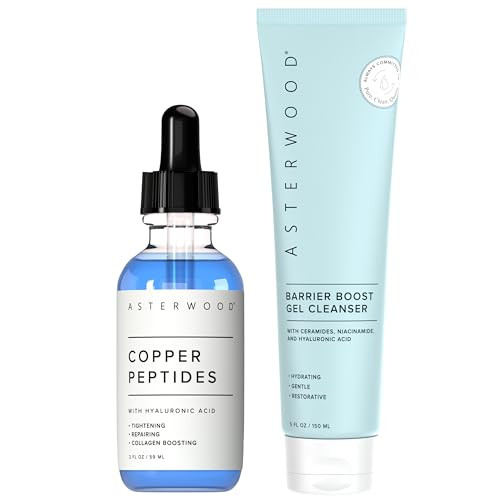 Asterwood Naturals Copper Peptides Serum 2 Oz + Barrier Boost Cleansing Gel 5.29 Fl Oz