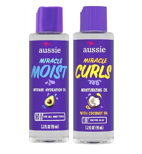 Aussie Miracle Moist Hair Oil Intense Hydration Treatment With Jojoba Coconut And Avocado Oil 3.2 Fl Oz Bundle Pack