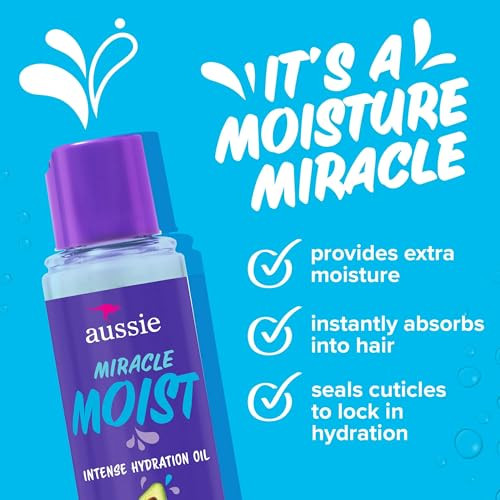 Aussie Miracle Moist Hair Oil Intense Hydration Treatment With Jojoba Coconut And Avocado Oil 3.2 Fl Oz Bundle Pack