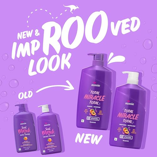 Aussie Total Miracle Hair Care Bundle: Shampoo Conditioner And 3 Minute Deep Treatment With Apricot & Macadamia Oil Paraben- For Damaged Hair 26.2 & 8 Fl Oz