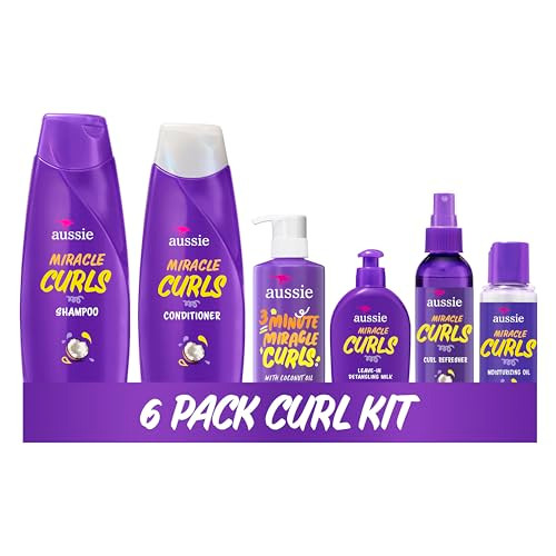 Aussie Miracle Curls: Shampoo Conditioner Deep Conditioner Refresher Gel Detangling Milk Oil Treatment 6-Piece Set