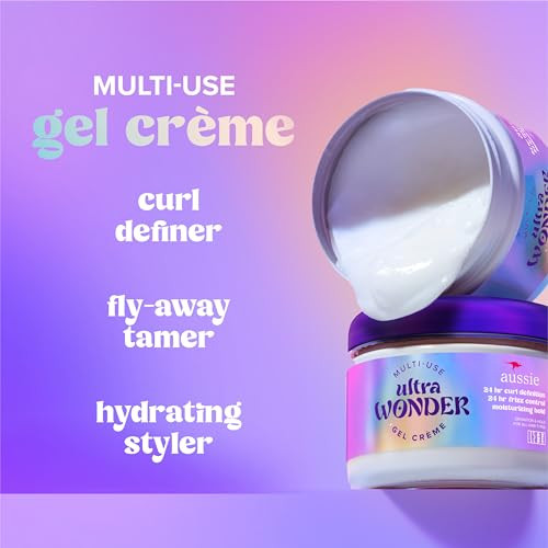 Aussie Ultra Wonder Gel Cr Me All-In-1 Moisturizing Hold Styler Gel + Cream For All Hair Types And Curls 10.1Oz